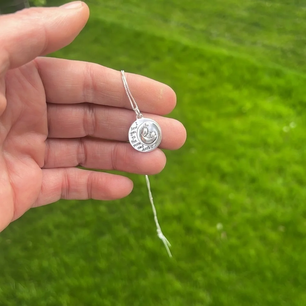 LA rocks sterling silver I love you to the moon and back pendant necklace NWT